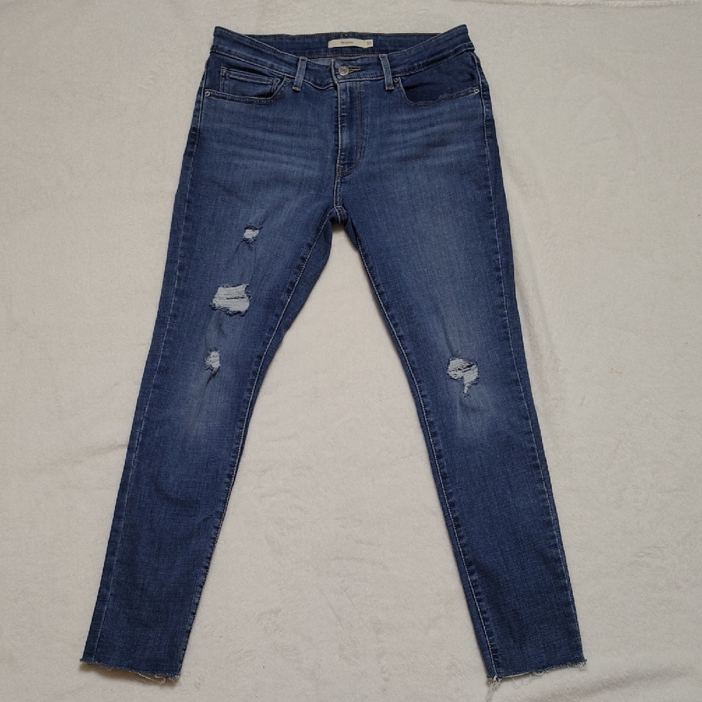 Levi's 711 Skinny Distressed Blue Jeans